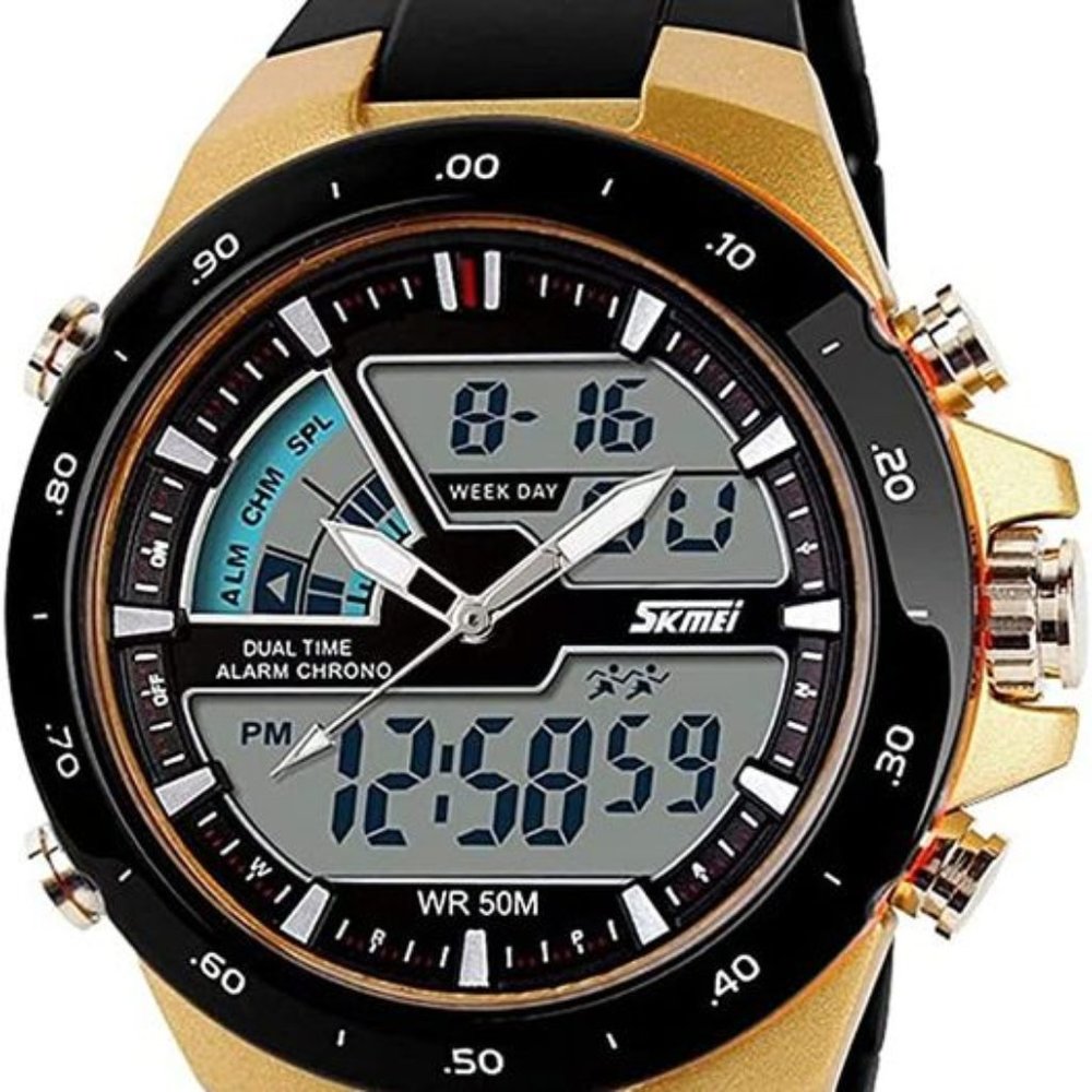 Men's Digital Watch 50M Waterproof Large Dual Dial Multifunction Analog Military